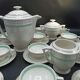 Tea set stars and mint green in semi-porcelain