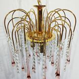 Murano chandelier with pink tassels with 3 lights