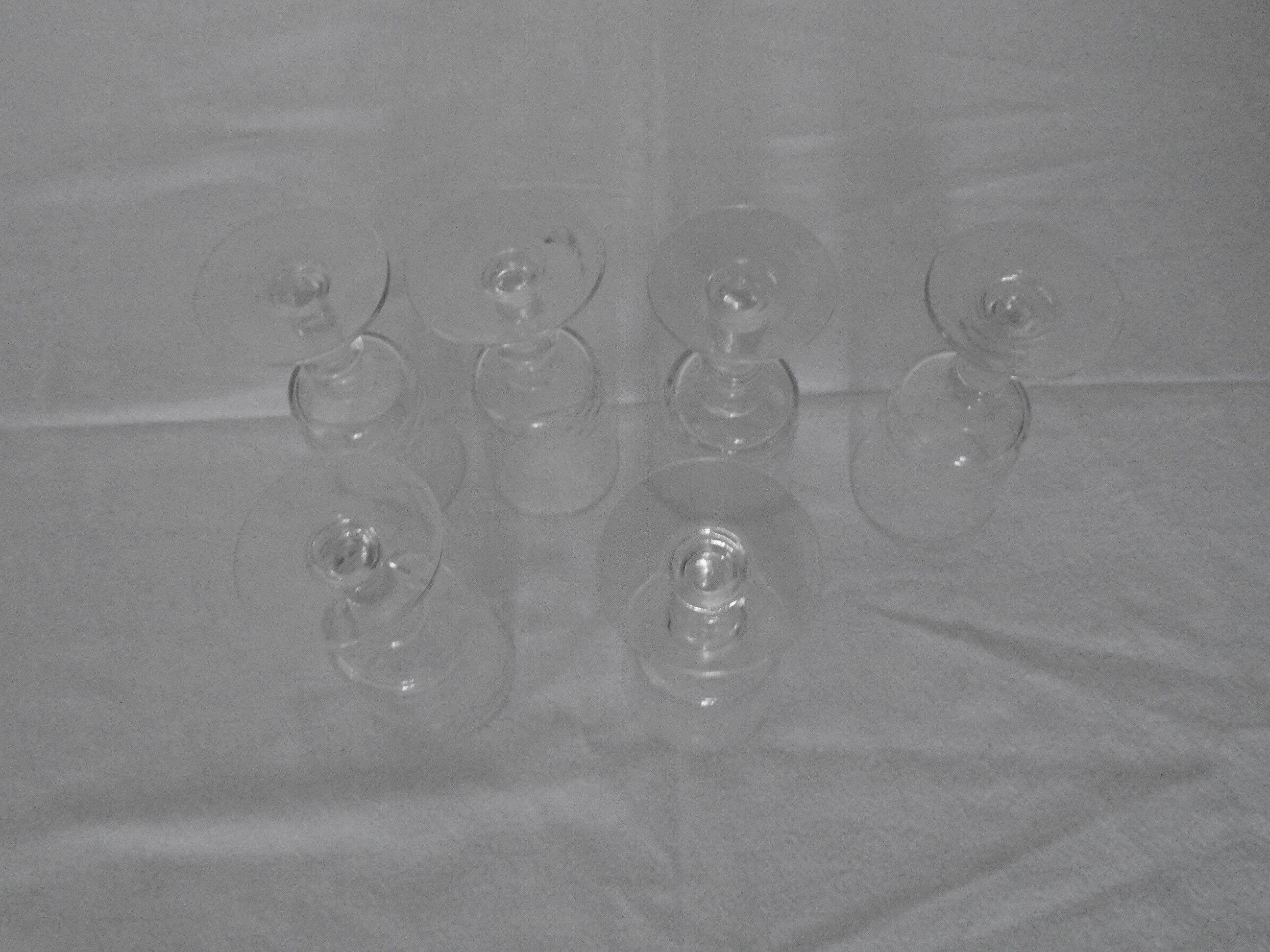 6 old walking glasses - 2 engraved and 4 cut port wine
