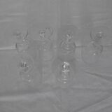 6 old walking glasses - 2 engraved and 4 cut port wine