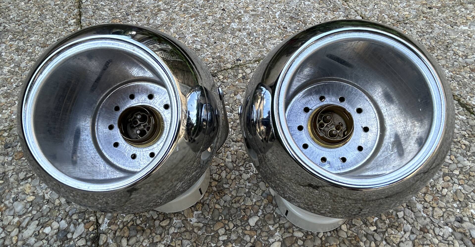 Pair of eye ball wall lights, space age, chrome, vintage, 70s