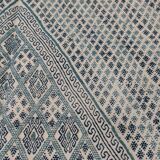 Traditional white and blue margoum carpet woven hands in pure wool