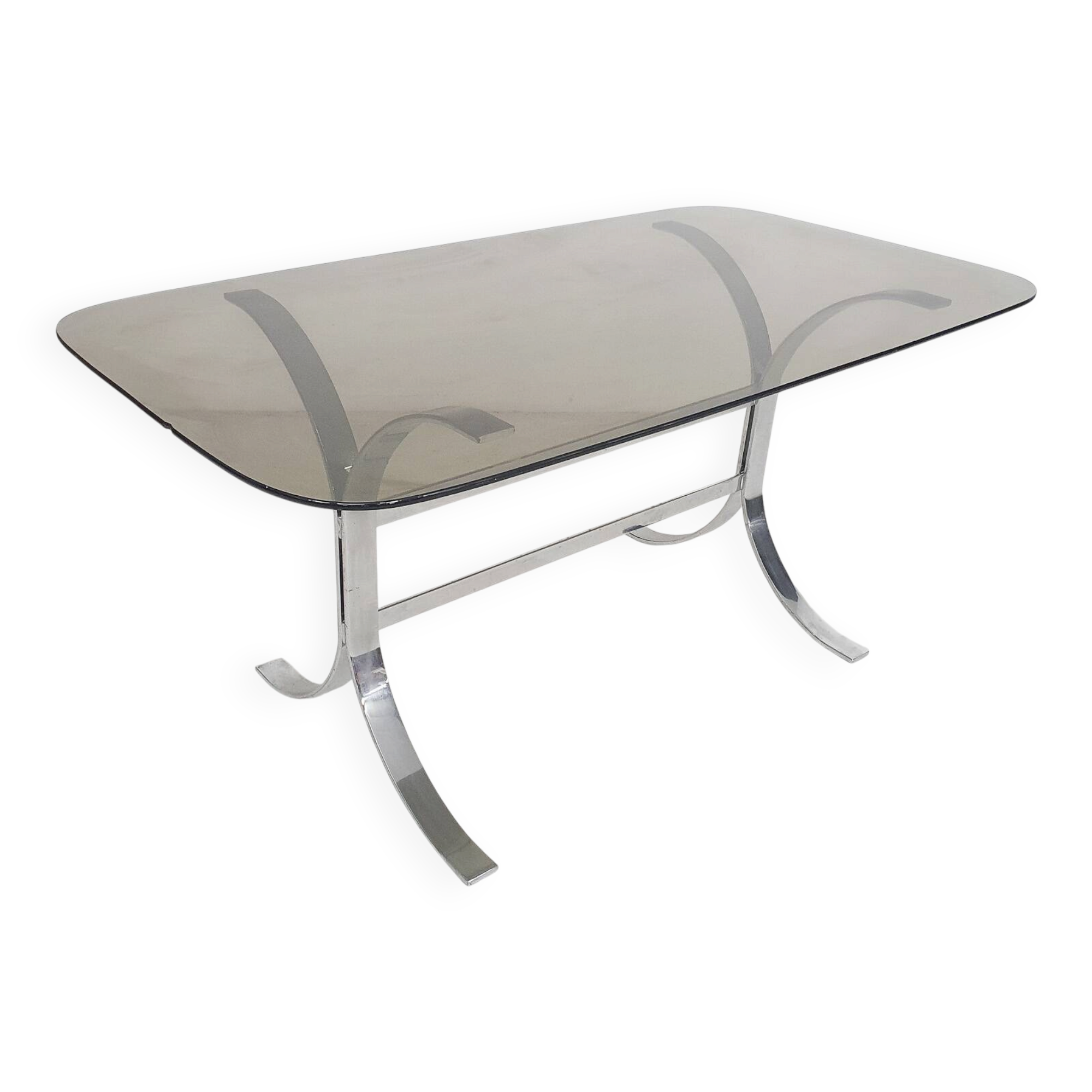 Glass and chrome dining table, 1970's