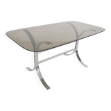 Glass and chrome dining table, 1970's