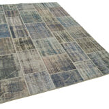 Hand-knotted oriental overdyed 173 cm x 242 cm grey patchwork carpet