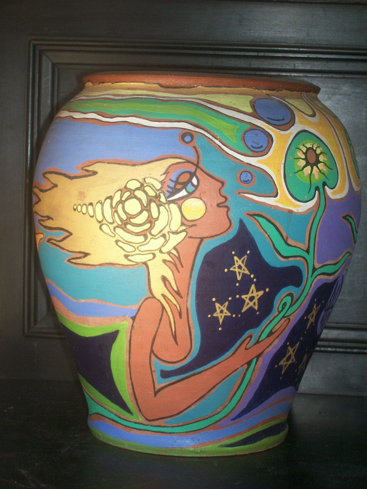 Two Belgium country vases low unique pieces signed