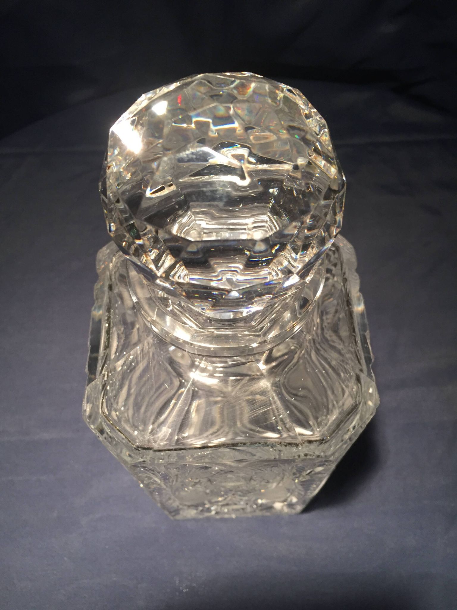 Whiskey carafe in bohemian crystal table art at the time of the digestive