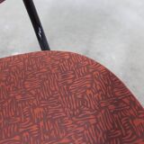 Vintage 70s chair in black lacquered metal and atypical red vinyl