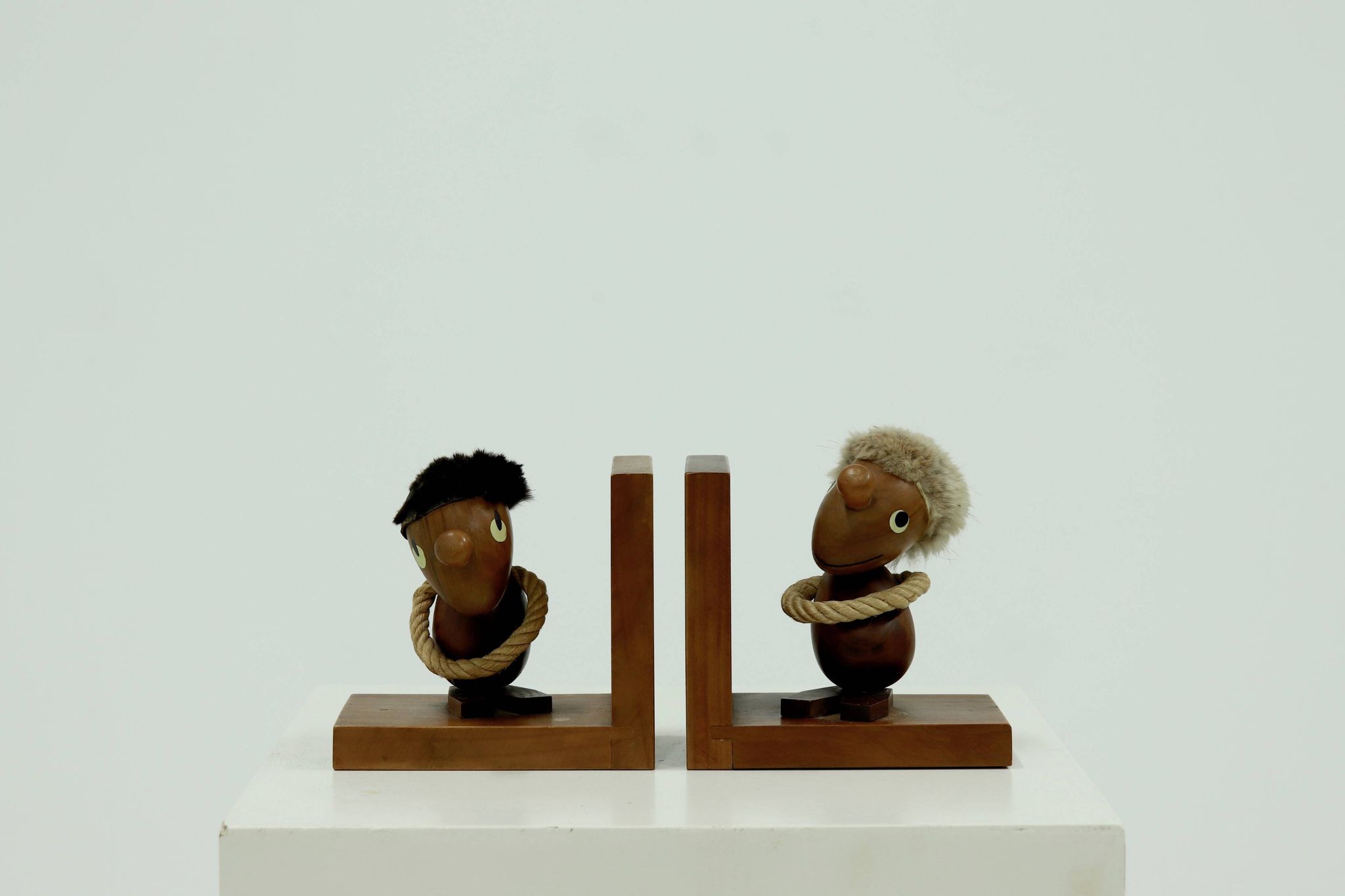 Danish Design Optimist and Pessimist Book Ends by Hans Bolling 1960s