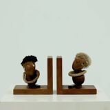 Danish Design Optimist and Pessimist Book Ends by Hans Bolling 1960s