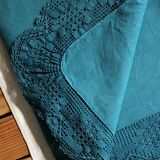 Old sheet in pure emerald green washed linen