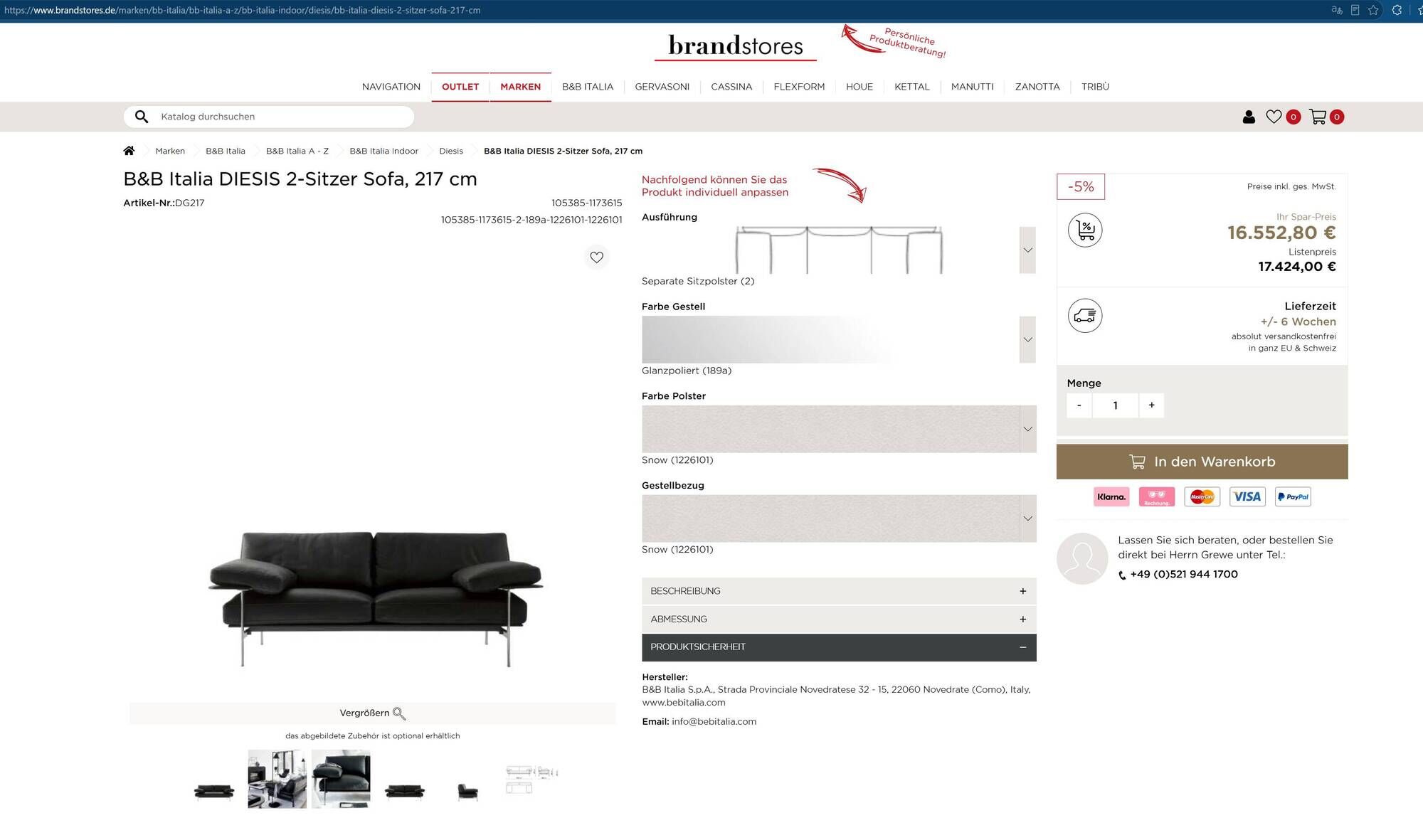 Diesis Sofa for B&B Italia, by Antonio Citterio and Paolo Nava