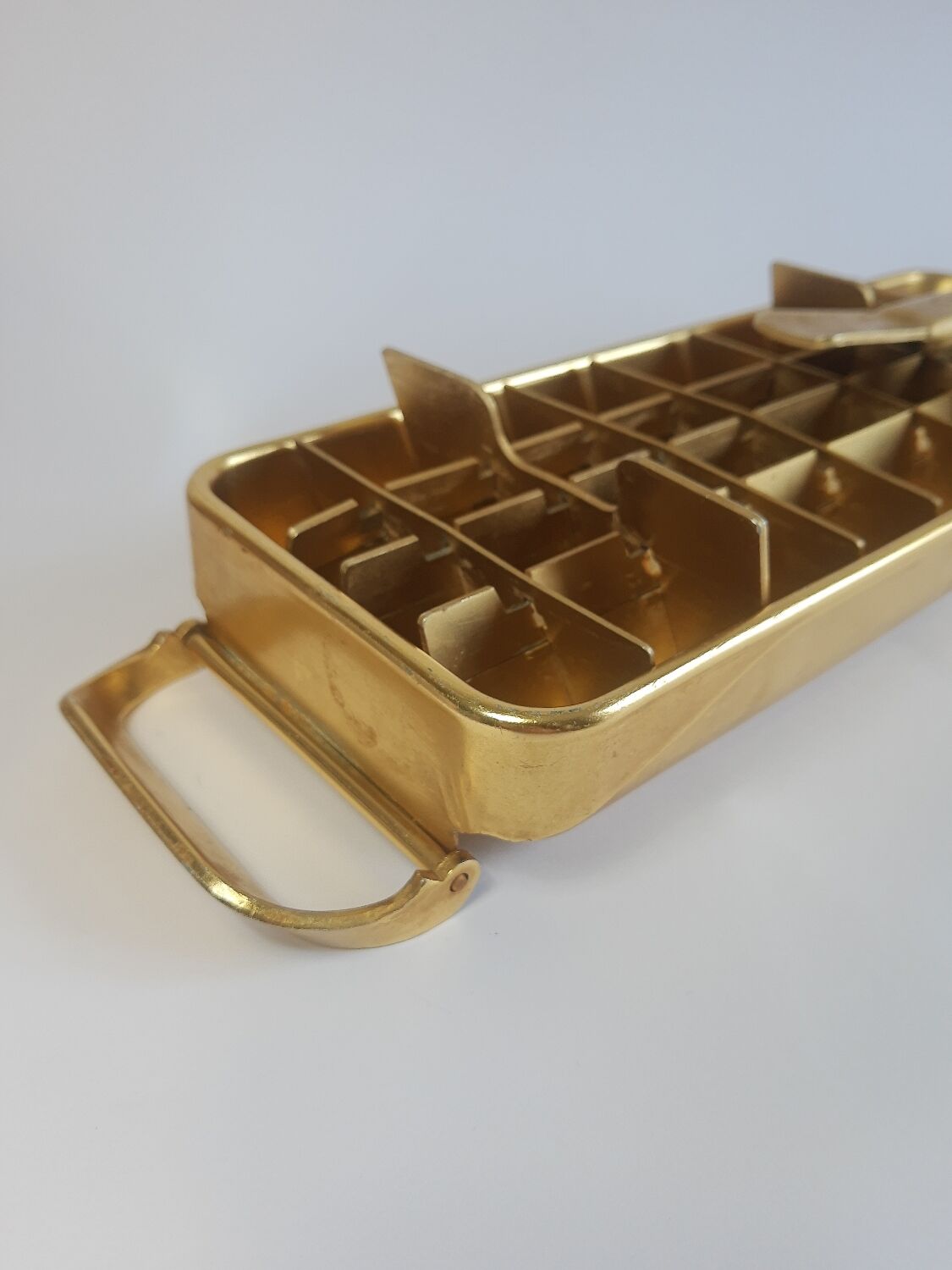 Old ice cube tray Quickube gilded metal 60s vintage