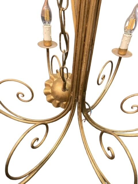 Pair of metal dore pendant lamps