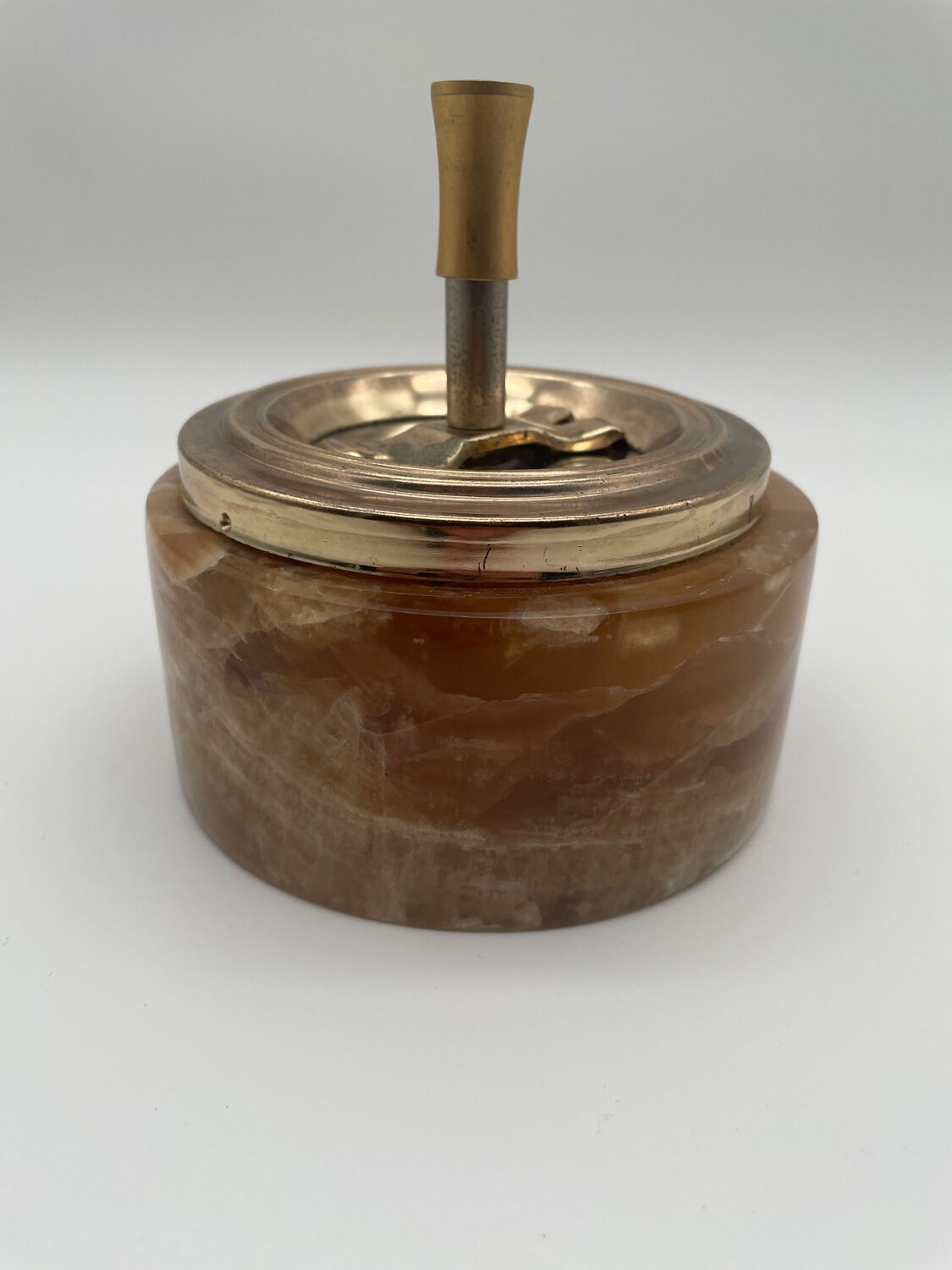 Vintage onyx and gold pusher ashtray