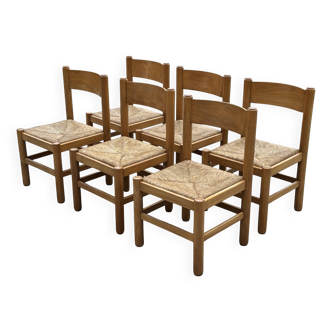 Ensemble de 6 chaises de salle à manger vintage style Vico Magistretti design années 70