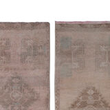Distressed Low Pile Rug Turkish Yastik Small Rug - a Pair 49 x 127 - 47 x 103 cm