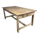 French farmhouse dining table with pine top and oak base