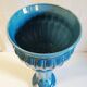 Column and basin in Art Deco style in blue glazed ceramic - mid 20th century.
