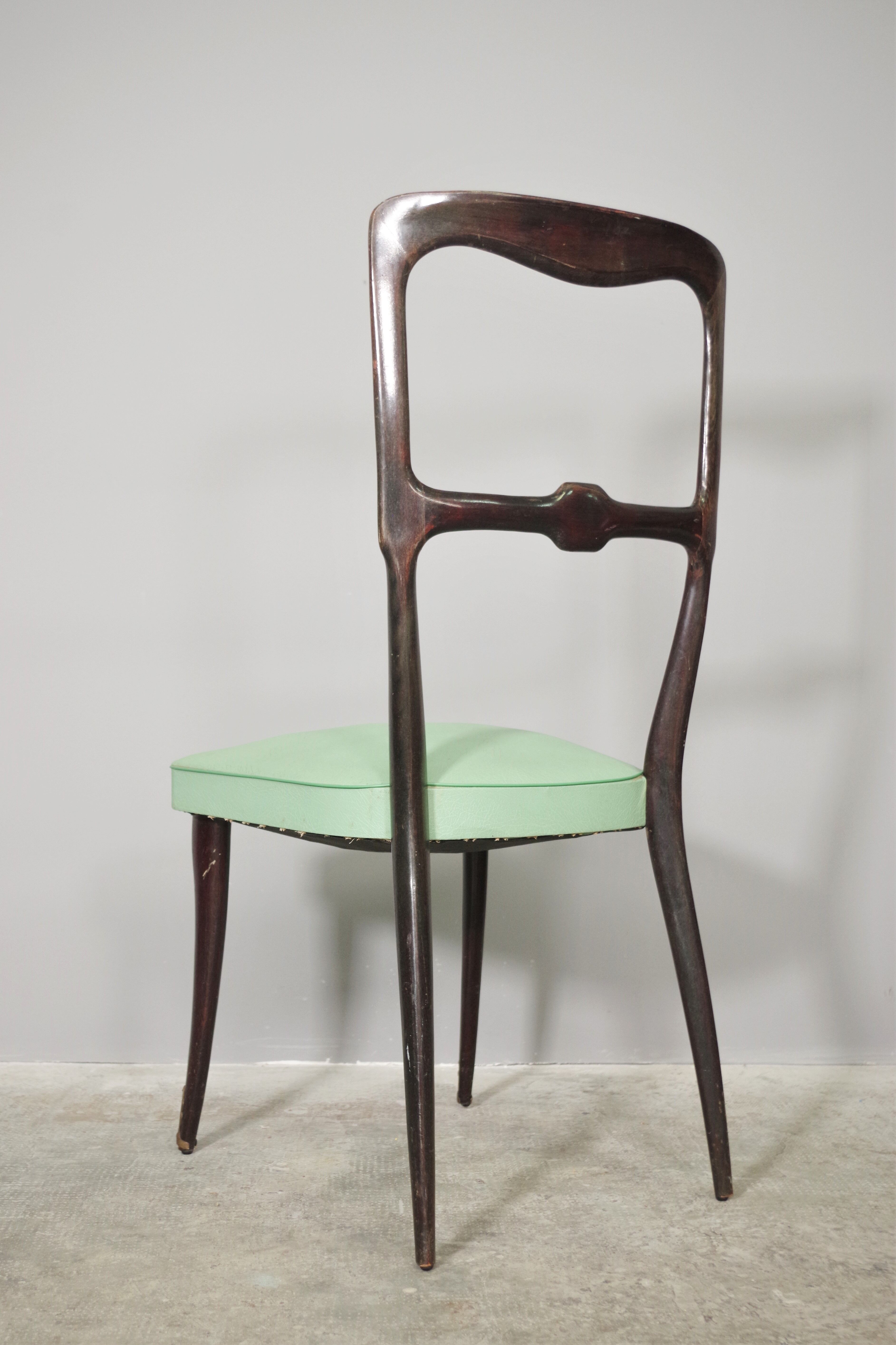 Set of 4 beech wood chairs from the 1950s