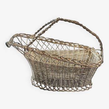 silver metal bottle holder basket