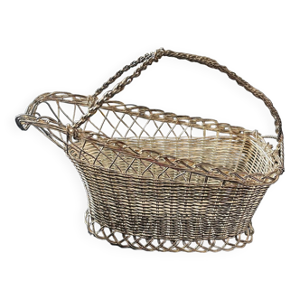 Panier porte bouteille metal argenté