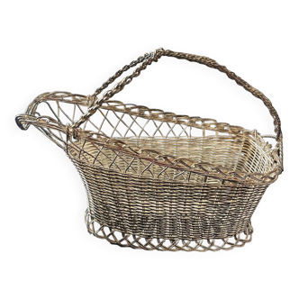 silver metal bottle holder basket