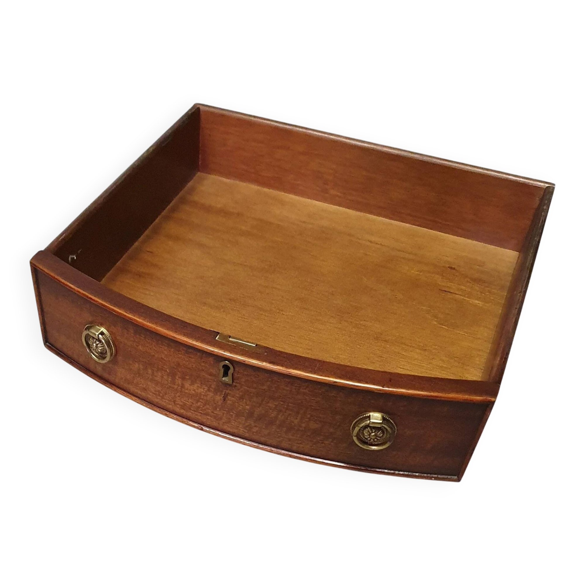 Table basse / table tambour victorienne « Heldense » en acajou avec plateau en cuir sur roulettes en laiton. Années 1980