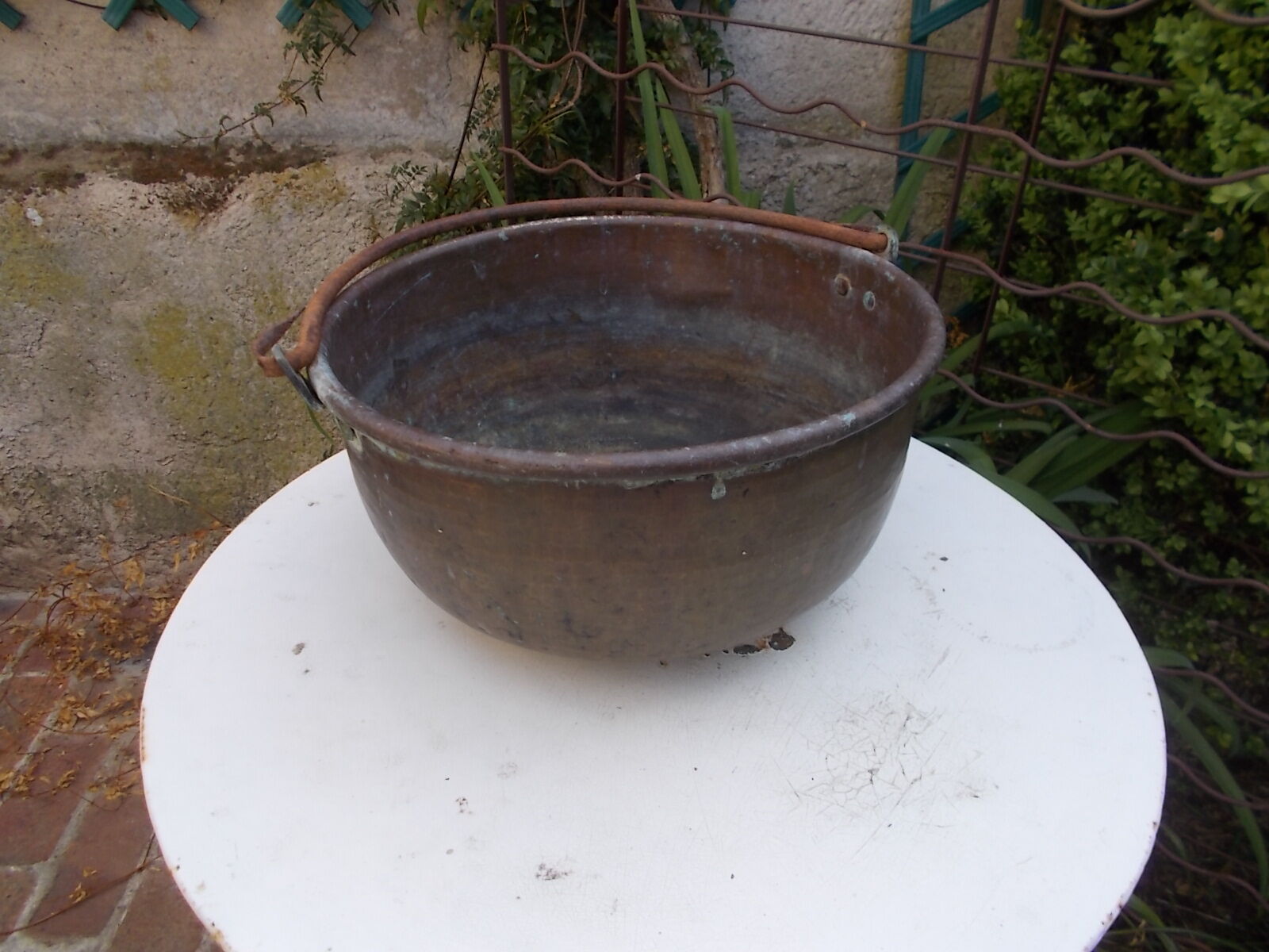 Copper cauldron, planter