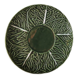 Large ceramic dish green slurry vintage cabbage leaf