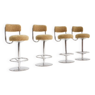 Ensemble de 4 tabourets de bar vintage design suédois par Borje Johanson