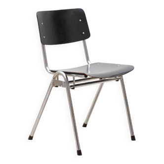 Eromes chair stackable black and chrome