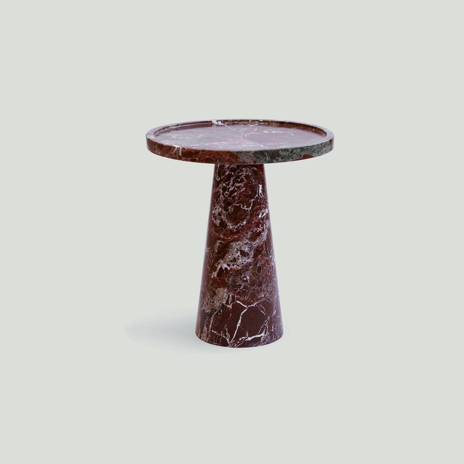 Side table in Rosso Levanto marble