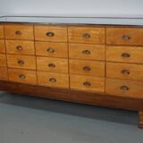 Vintage British maple & oak haberdashery cabinet or shop counter, 1930s