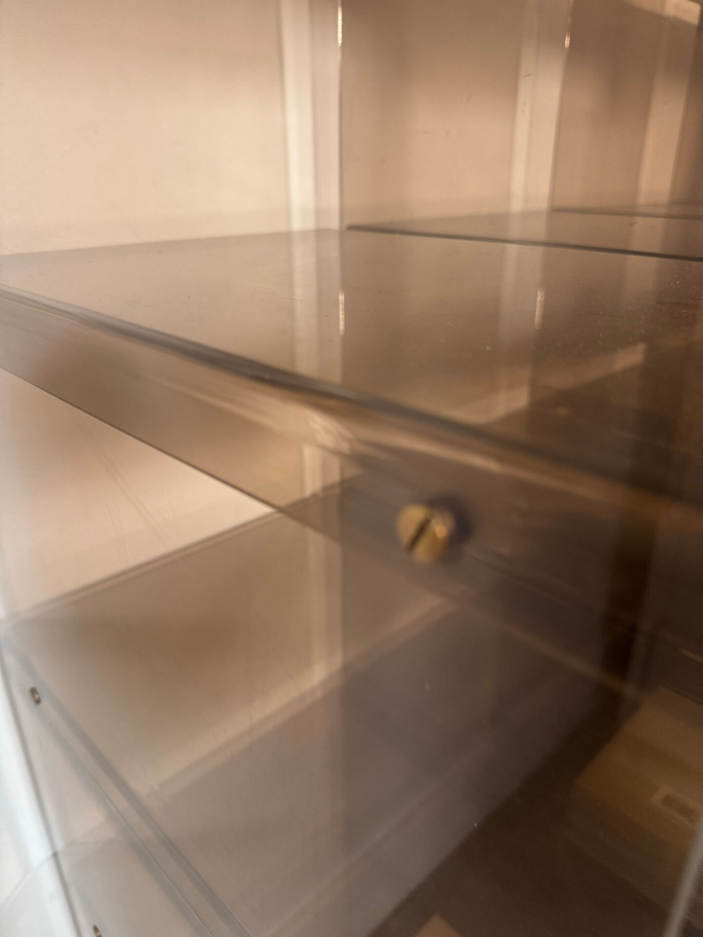 Shelf - library with 24 smoked plexiglass compartments by Michel Dumas