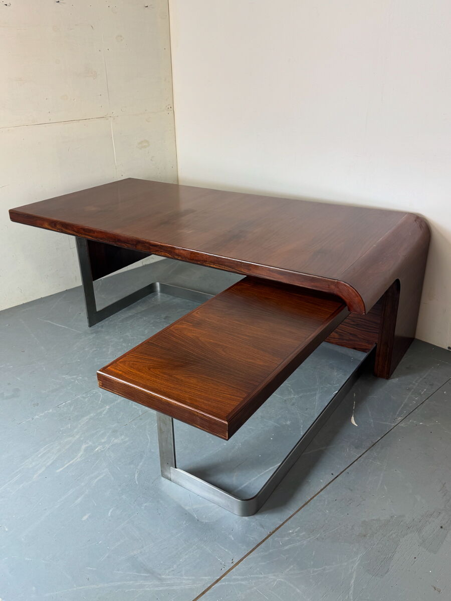 Vintage Danish design mid century wood steel Sibast executive desk