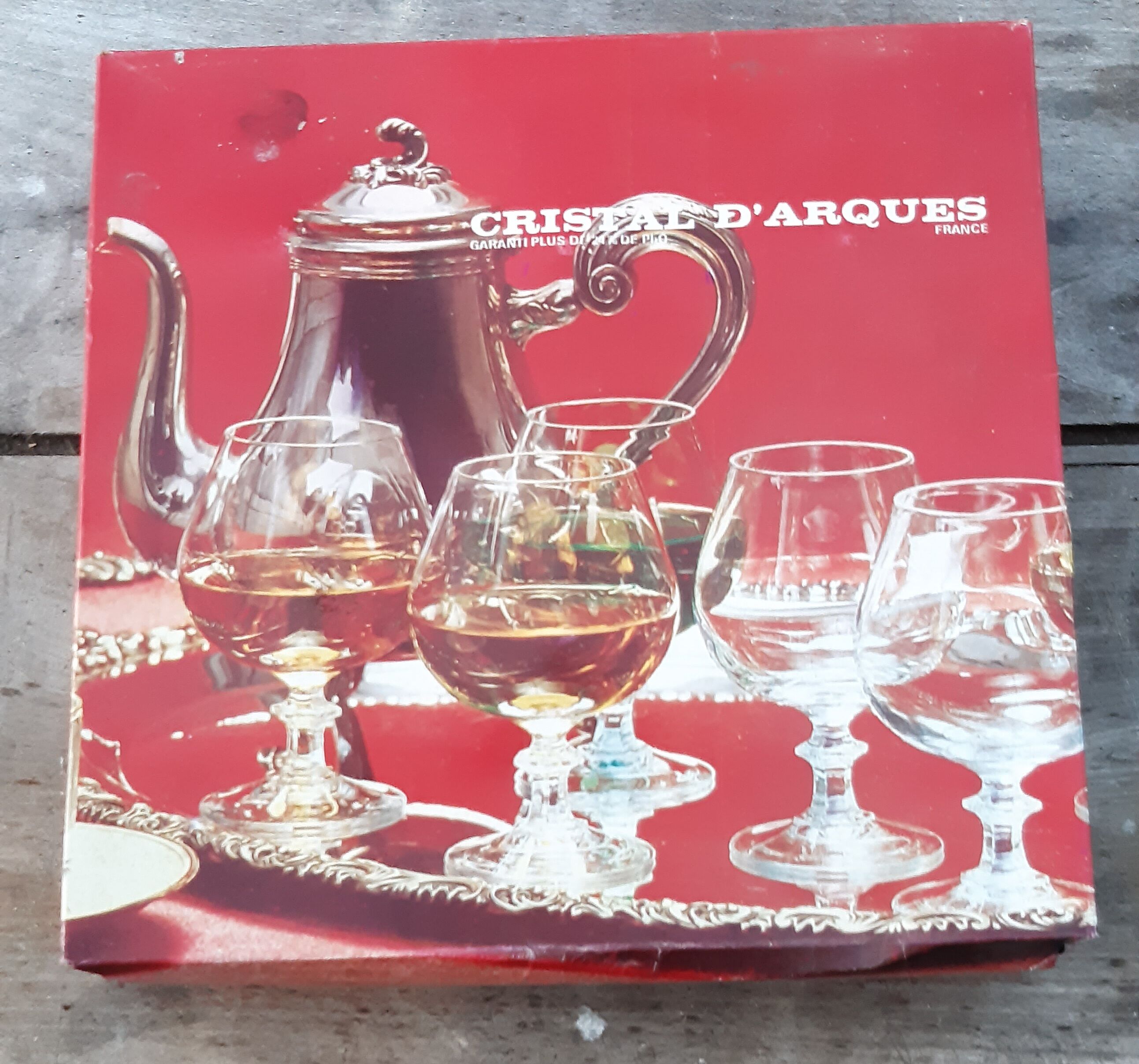 6 new Arques crystal cognac glasses