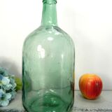 Dame Jeanne Viresa 2 liters, aqua green glass, vintage.