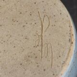 Vase en Grès Émaillé Coulant, Puisaye,Belle Signature d'Artiste Incurvé