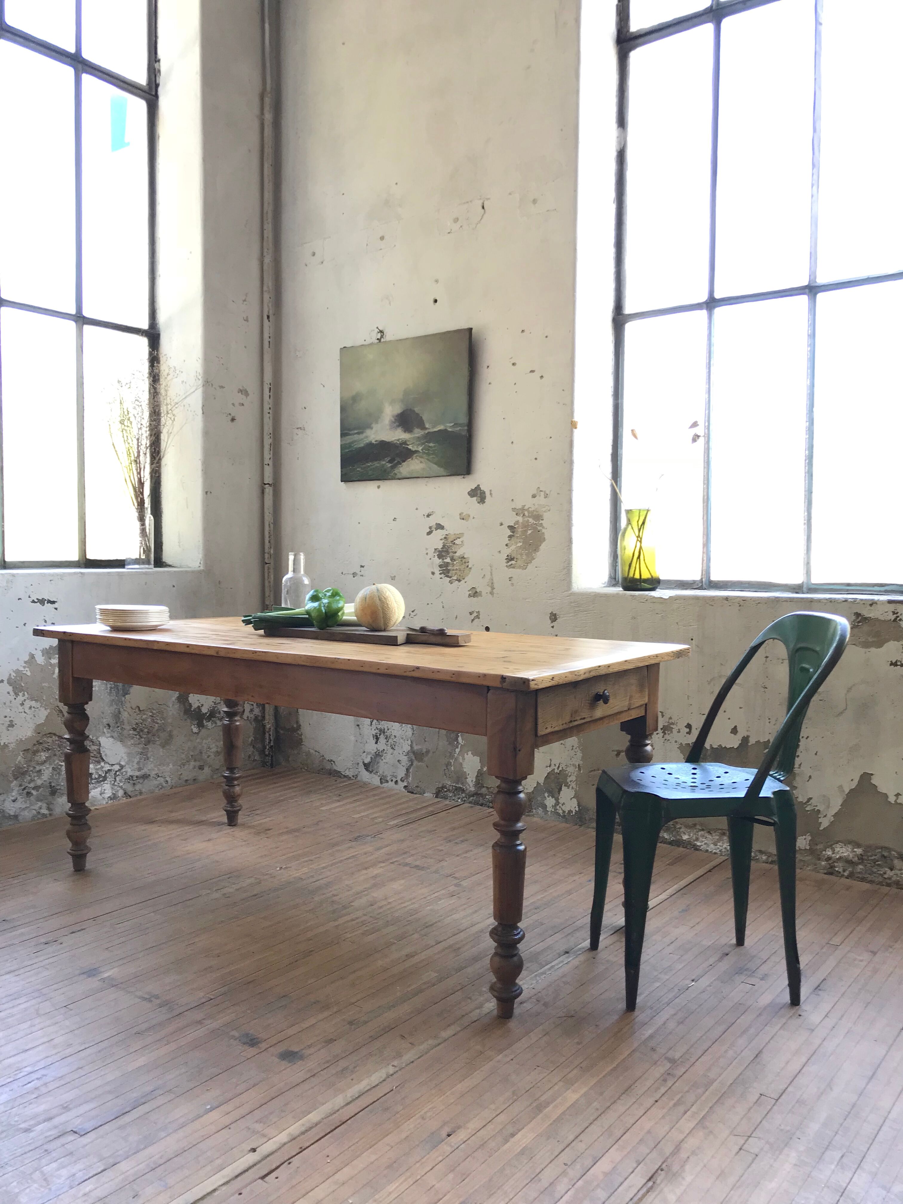 Turned legs farm table