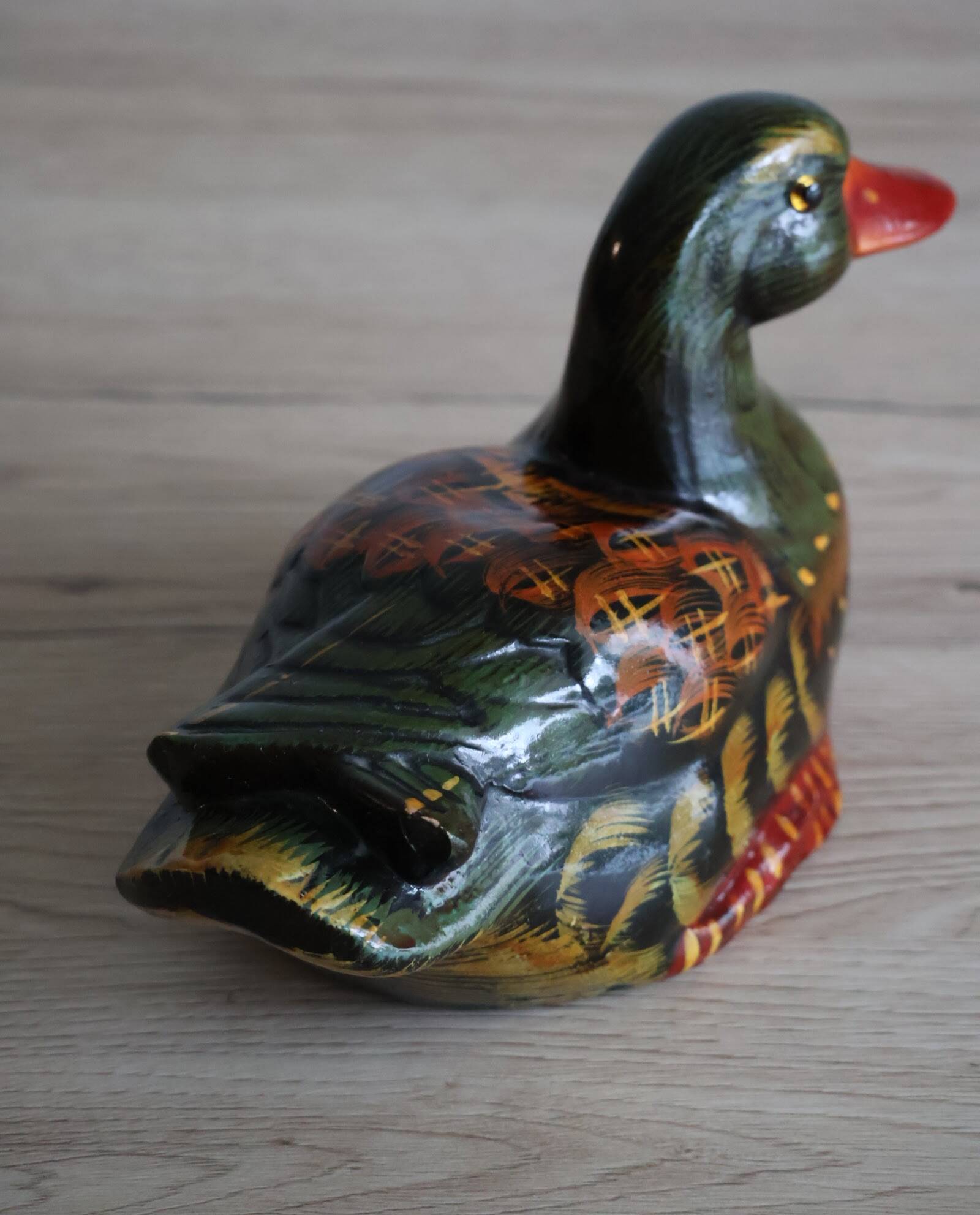 Decorative hand painted ceramic duck