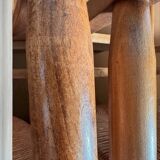 Pair of vintage armchairs in solid wood and straw – Georges Robert