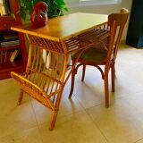 Old office in rattan and vintage bamboo