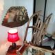 Miroir, art déco, bois, patine kaki, miroir biseauté