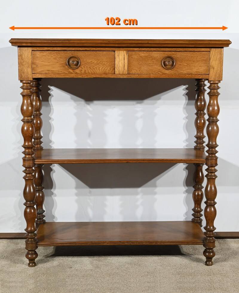 Desserte à hauteur d’appui, console en chêne, style Louis Philippe, 2ème partie du XIXème s.
