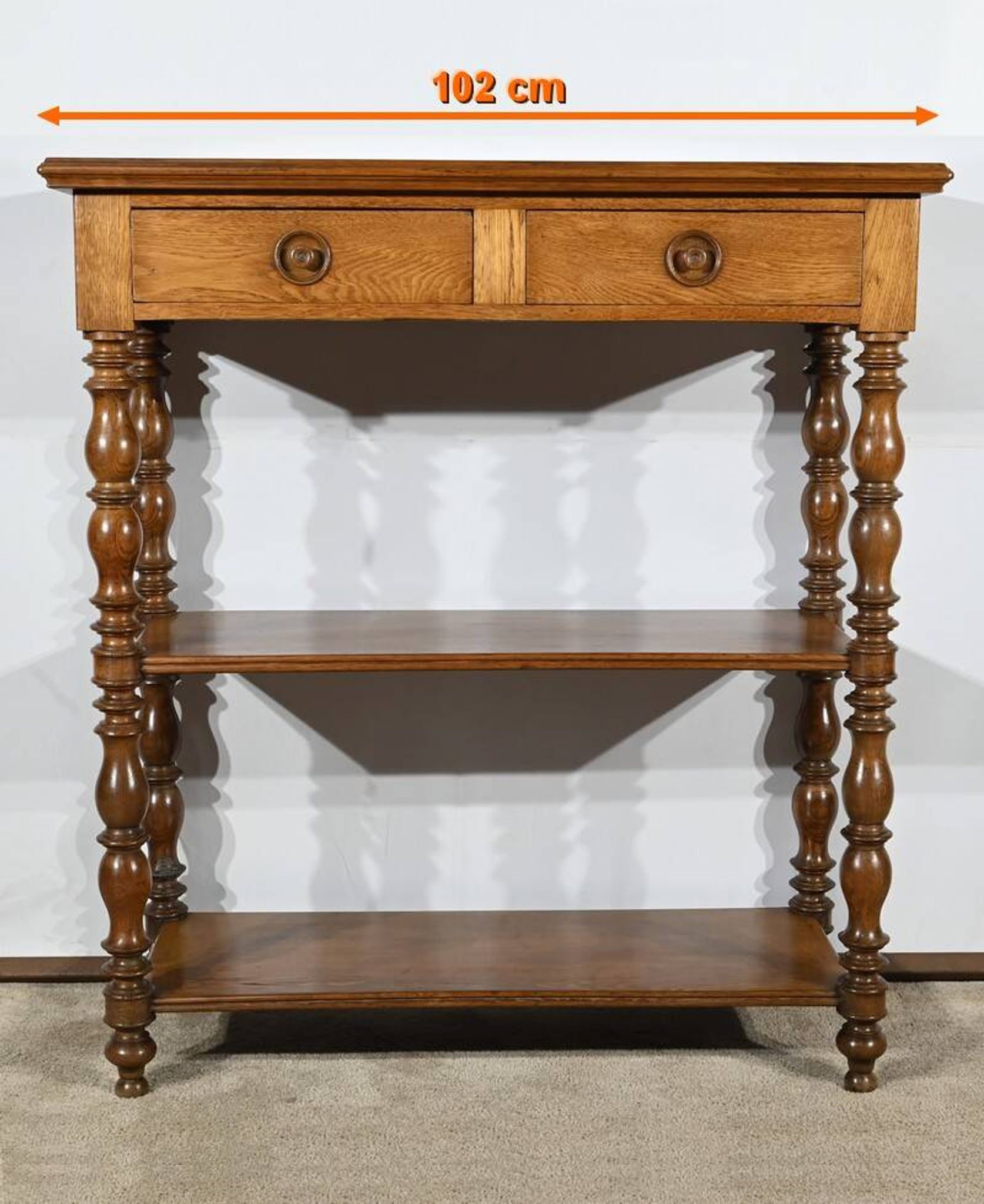 Sideboard at waist height, oak console, Louis Philippe style, 2nd part of the 19th century.