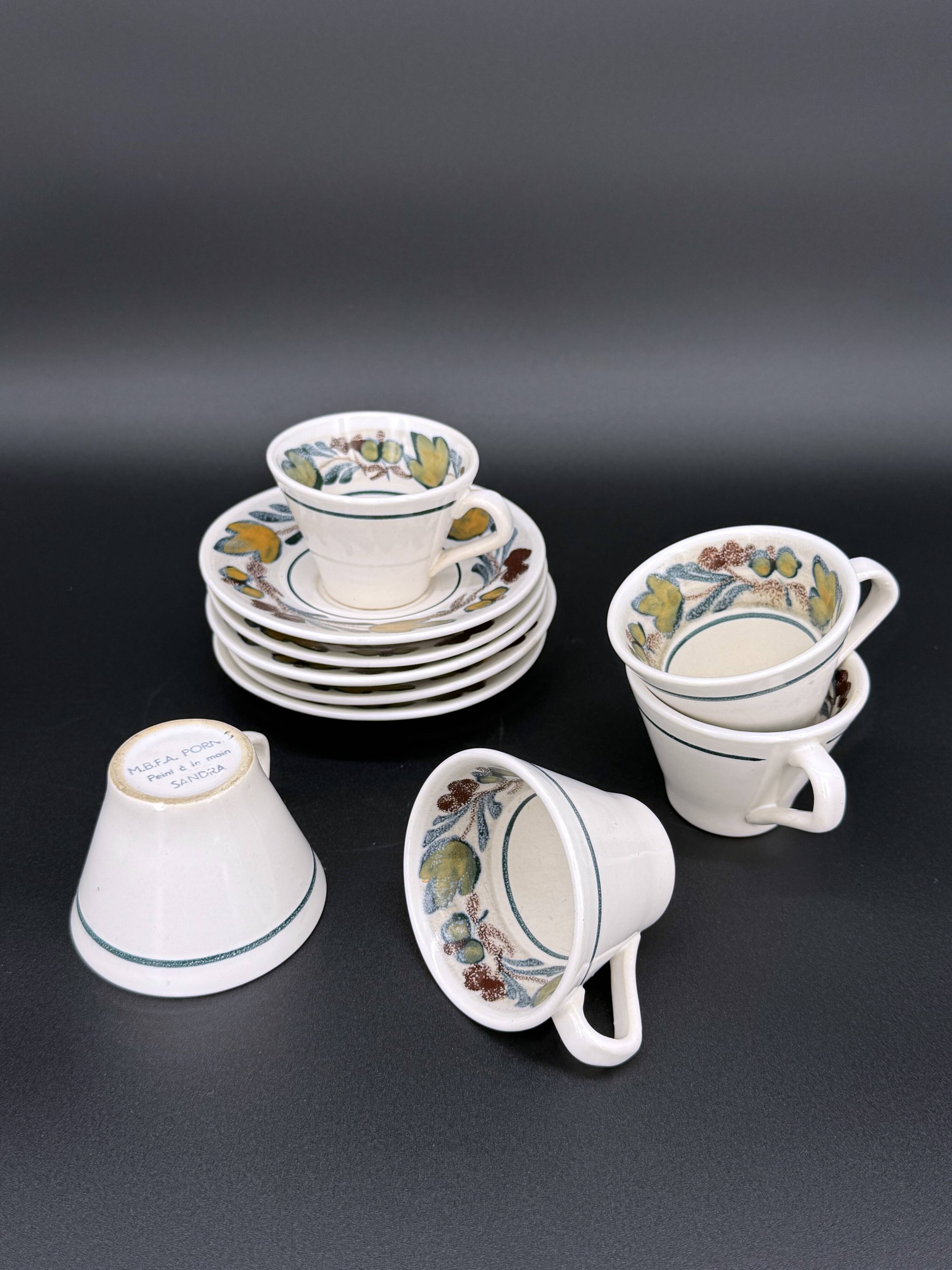 Hand-painted Breton earthenware tea set – France 1970s