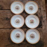 6 assiettes à dessert faïence de Montereau - Décor floral, circa 1950-