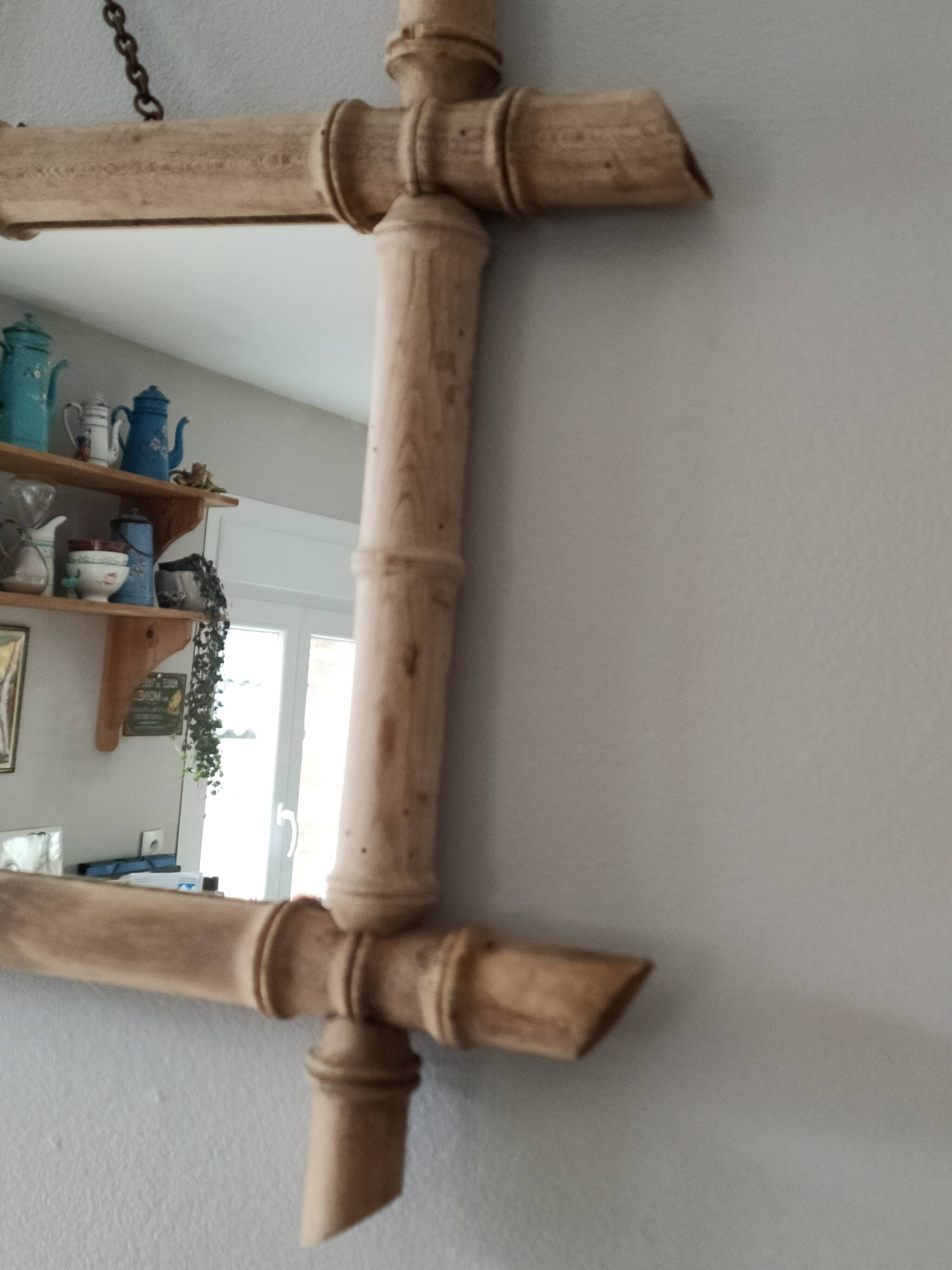 Antique mirror with faux bamboo