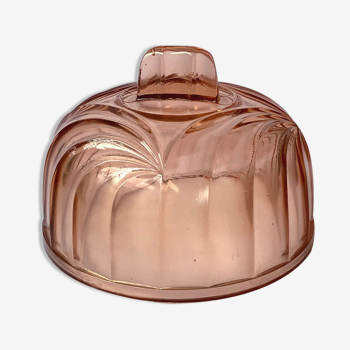 Art Deco pink moulded glass cheese bell